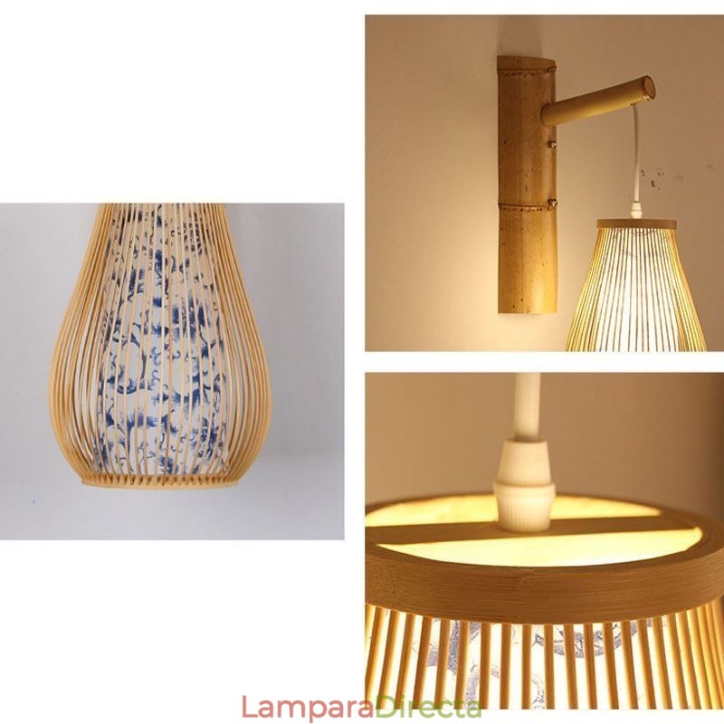 Aplique de pared de bambú tejido, estilo retro chino