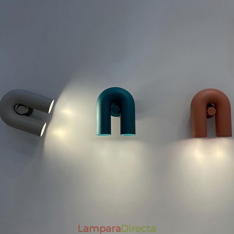 Aplique de pared minimalista creativo en forma de U con pantalla giratoria de 90°