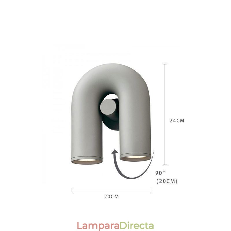 Aplique de pared minimalista creativo en forma de U con pantalla giratoria de 90°