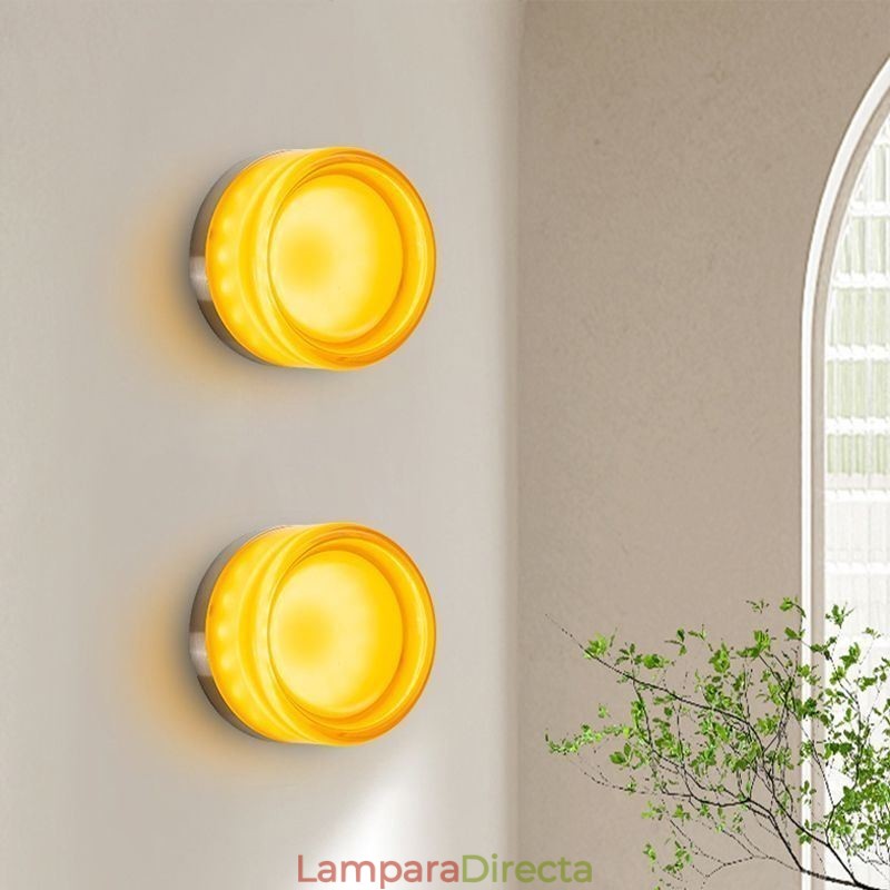 Aplique de pared moderno minimalista de acrílico de un solo cabezal redondo de hierro forjado, aplique de pared pequeño