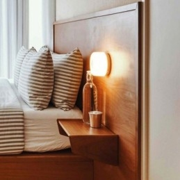 Aplique de pared moderno minimalista de acrílico de un solo cabezal redondo de hierro forjado, aplique de pared pequeño