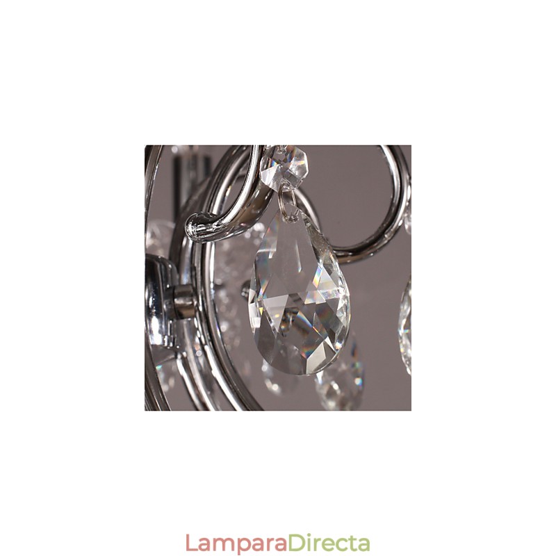 Lámpara de araña clásica tradicional de metal cromado y cristal