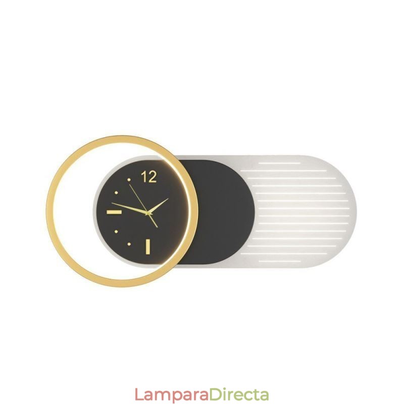 Lámpara de pared moderna minimalista de acrílico y hierro forjado con reloj.