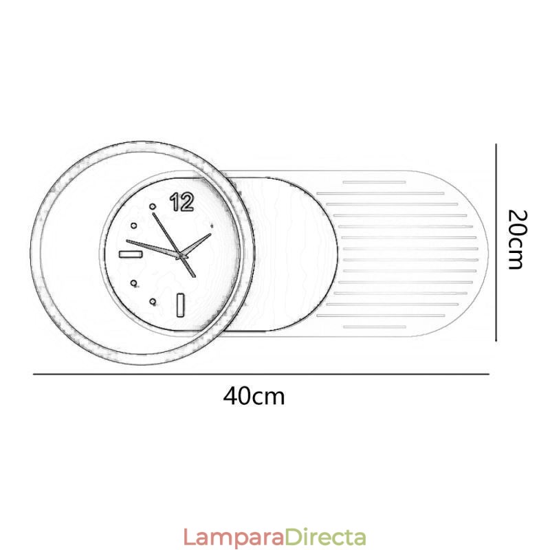 Lámpara de pared moderna minimalista de acrílico y hierro forjado con reloj.