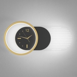 Lámpara de pared moderna minimalista de acrílico y hierro forjado con reloj.