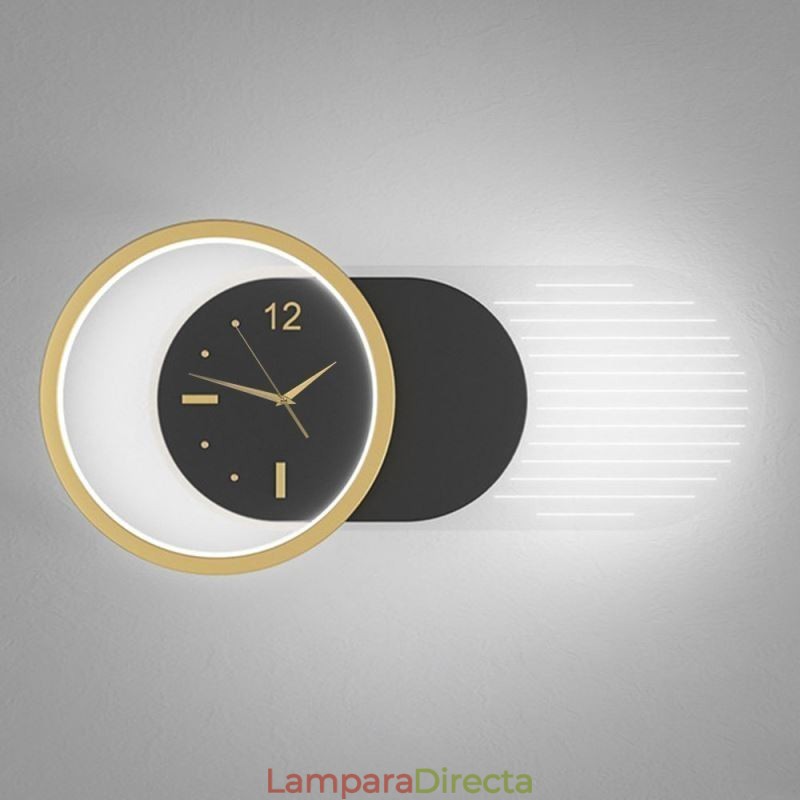Lámpara de pared moderna minimalista de acrílico y hierro forjado con reloj.