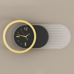 Lámpara de pared moderna minimalista de acrílico y hierro forjado con reloj.