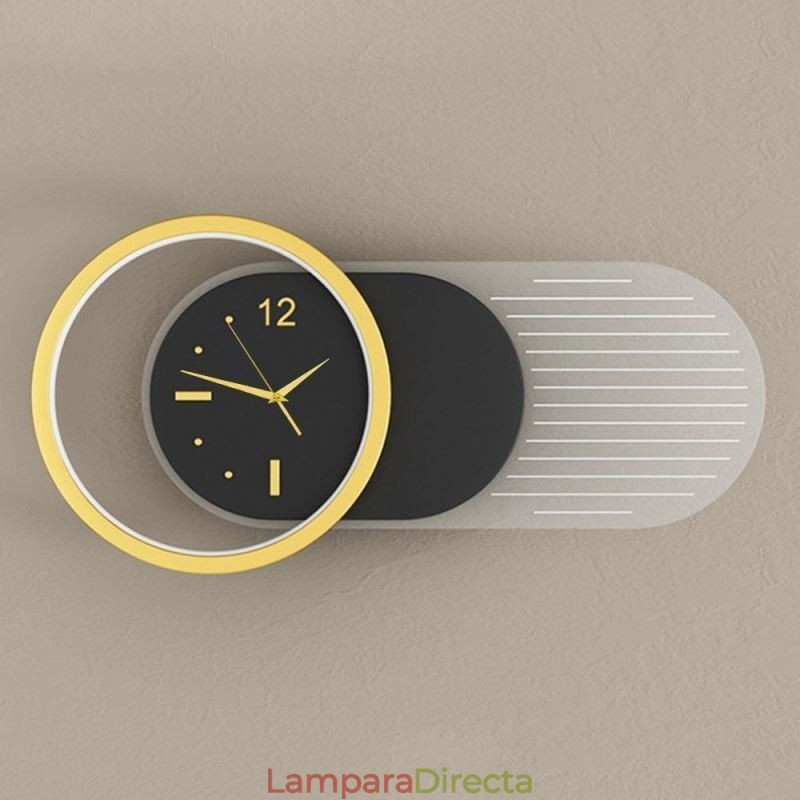 Lámpara de pared moderna minimalista de acrílico y hierro forjado con reloj.