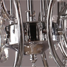 Lámpara de araña clásica tradicional de metal cromado y cristal