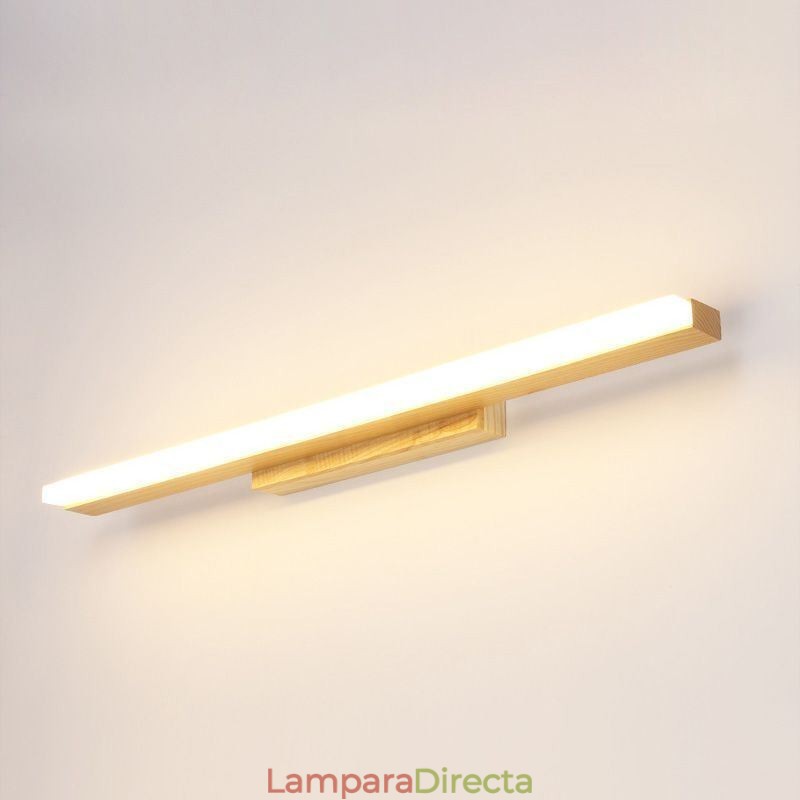 Lámpara de espejo de madera maciza, lámpara de pared moderna