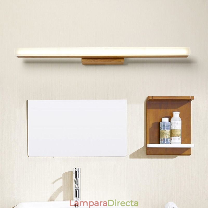 Lámpara de espejo de madera maciza, lámpara de pared moderna