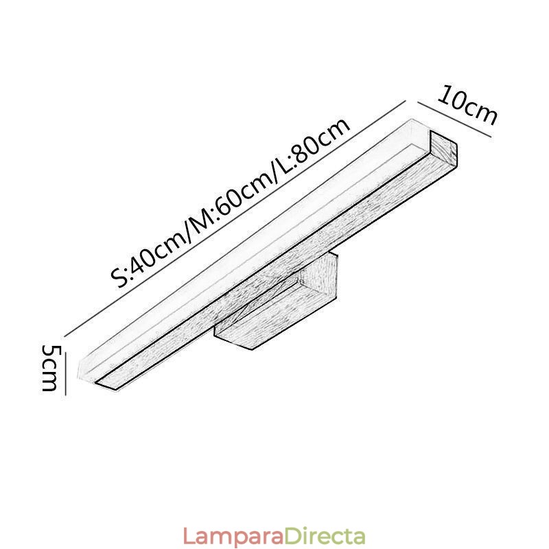 Lámpara de espejo de madera maciza, lámpara de pared moderna