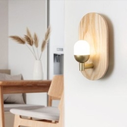 Lámpara de pared decorativa de madera, luces de pasillo de entrada, luz de pared de noche nórdica