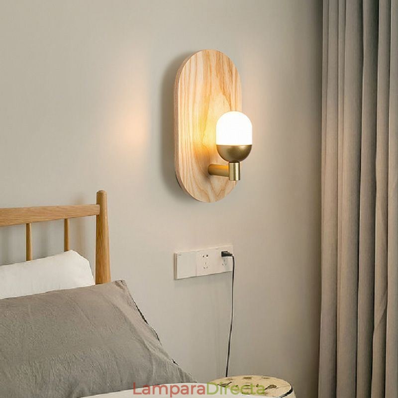 Lámpara de pared decorativa de madera, luces de pasillo de entrada, luz de pared de noche nórdica