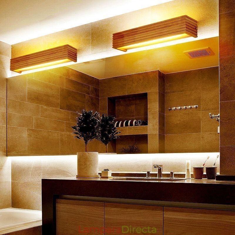 Lámparas de pared de madera de estilo japonés, lámpara de baño, aplique de pared para el hogar