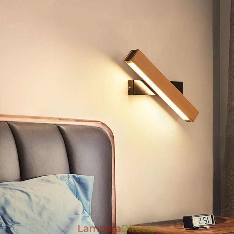 Lámpara de pared de madera maciza europea, iluminación de pared para cabecera, lámparas modernas y sencillas.