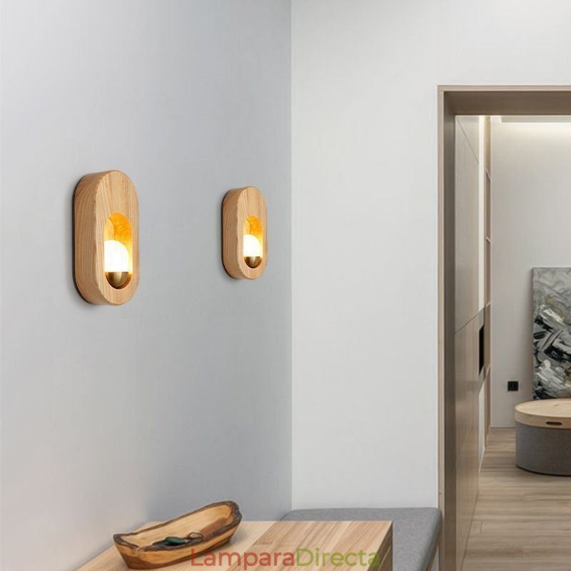 Lámpara de pared de madera con decoración japonesa para entrada y pasillo