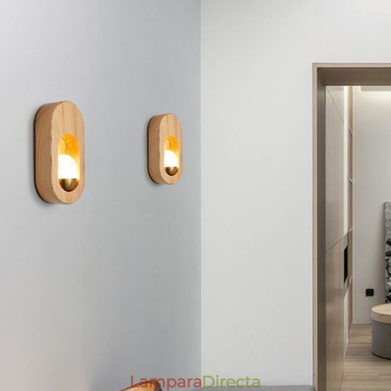 Lámpara de pared de madera con decoración japonesa para entrada y pasillo