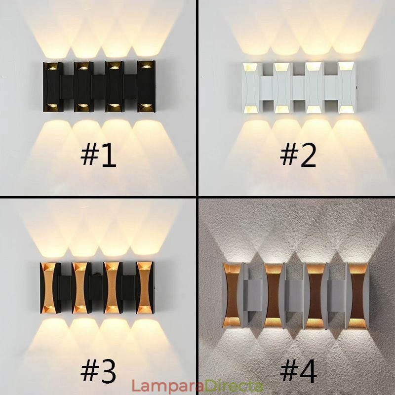 Lámpara de pared impermeable moderna de aluminio para montar en superficie, luz para porche de jardín