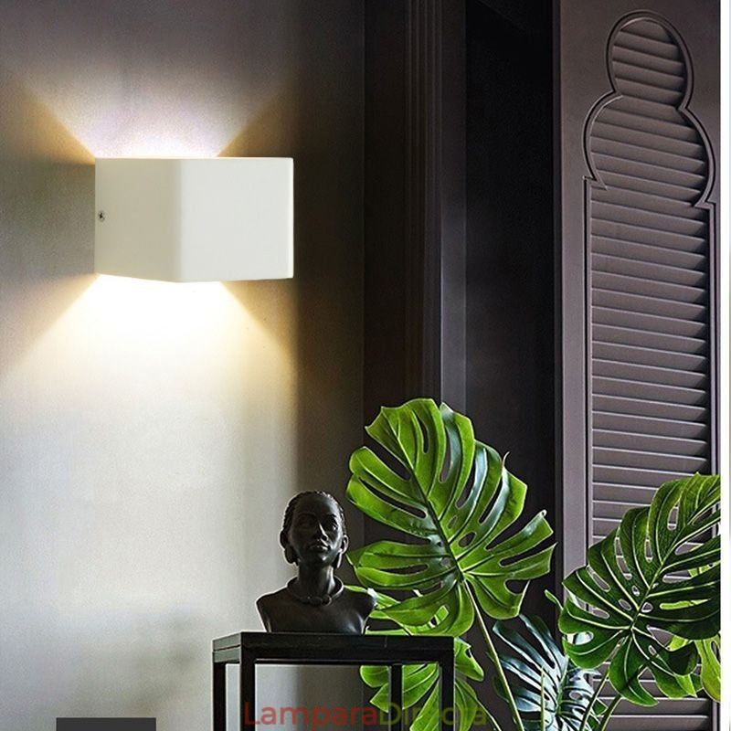 Lámpara de pared de aluminio para balcón, montaje en superficie, cubo, luz de porche