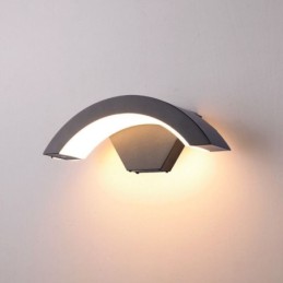 Lámpara minimalista de aluminio para jardín, luz de pared en forma de media luna, resistente al agua