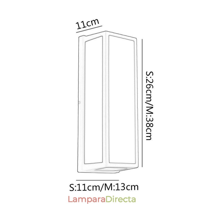 Lámpara de pared rectangular moderna e impermeable para porche de villa