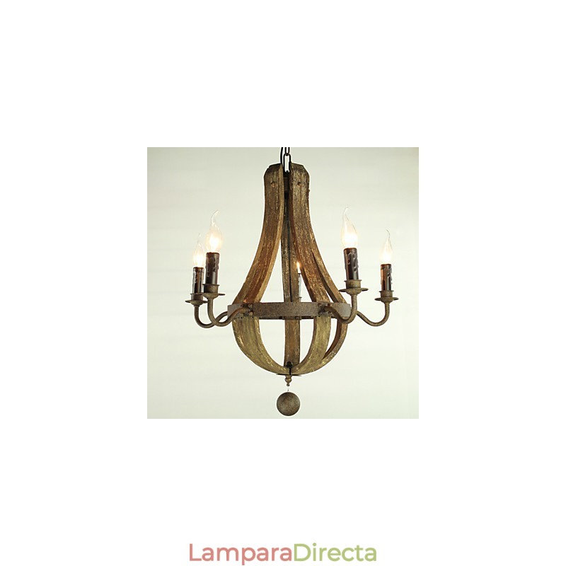 Lámpara de araña de 5 luces, estilo vintage, retro, estilo campestre, para salón o comedor, de metal.