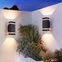 Apliques de pared de aluminio sencillos, lámpara de pared impermeable para patio y porche