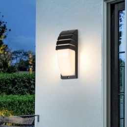 Lámpara de pared de aluminio negro para porche exterior, impermeable, para jardín y patio.