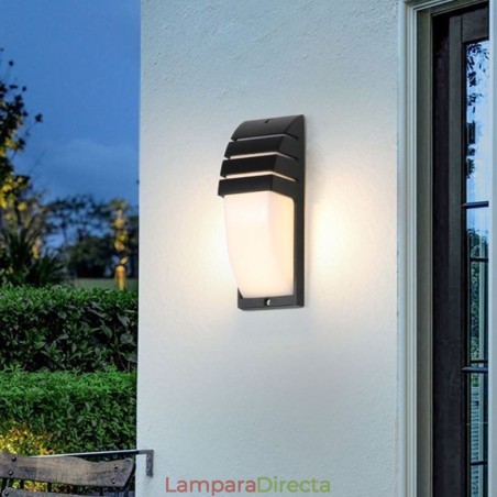 Lámpara de pared de aluminio negro para porche exterior, impermeable, para jardín y patio. Lámpara de pared de aluminio negro para porche exterior, impermeable, para jardín y patio.