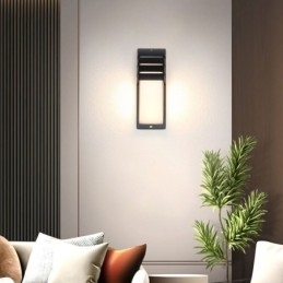 Lámpara de pared de aluminio negro para porche exterior, impermeable, para jardín y patio.