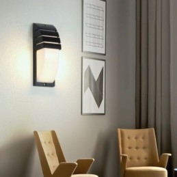 Lámpara de pared de aluminio negro para porche exterior, impermeable, para jardín y patio.