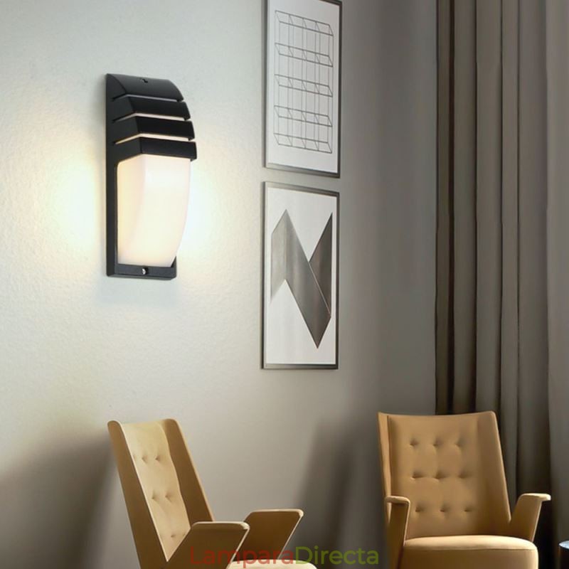 Lámpara de pared de aluminio negro para porche exterior, impermeable, para jardín y patio.