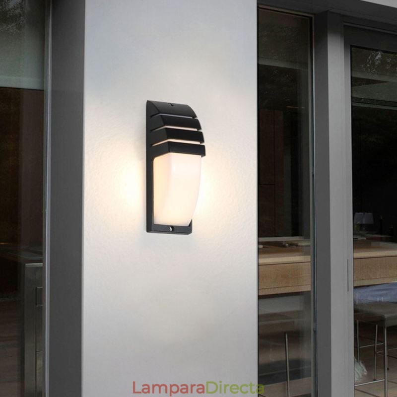 Lámpara de pared de aluminio negro para porche exterior, impermeable, para jardín y patio.