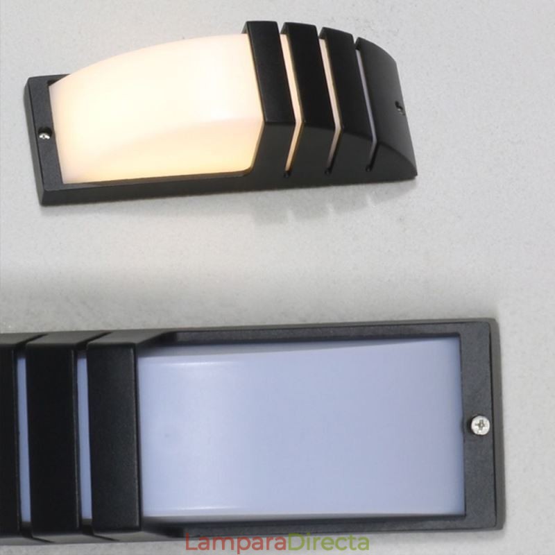 Lámpara de pared de aluminio negro para porche exterior, impermeable, para jardín y patio.