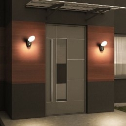 Lámpara de pared minimalista moderna de aluminio para jardín, resistente al agua, con forma de media luna.