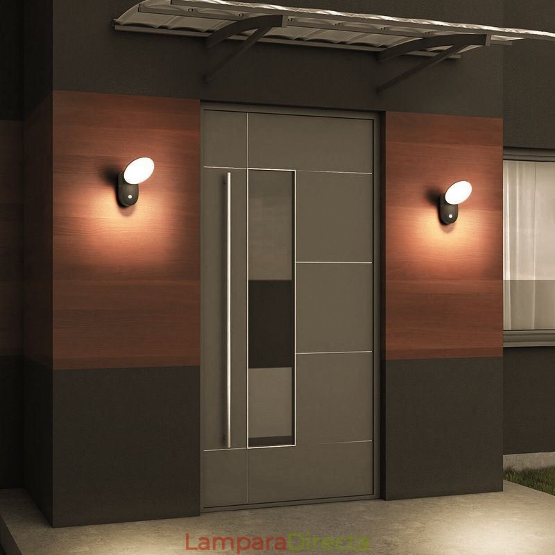 Lámpara de pared minimalista moderna de aluminio para jardín, resistente al agua, con forma de media luna.