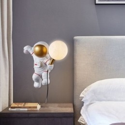 Aplique de pared moderno con diseño de astronauta creativo de resina para niños