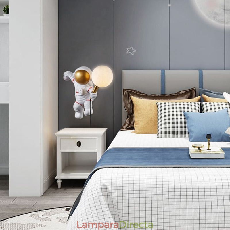 Aplique de pared moderno con diseño de astronauta creativo de resina para niños