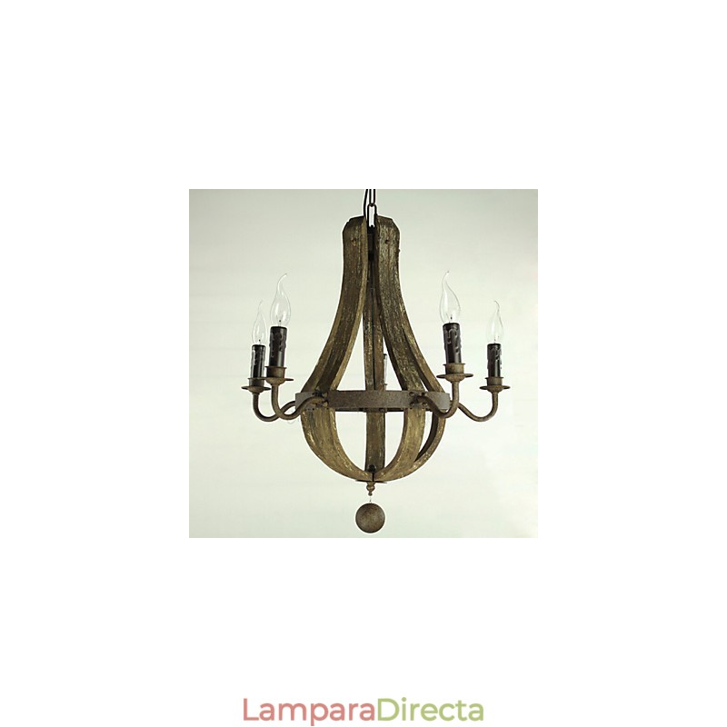 Lámpara de araña de 5 luces, estilo vintage, retro, estilo campestre, para salón o comedor, de metal.