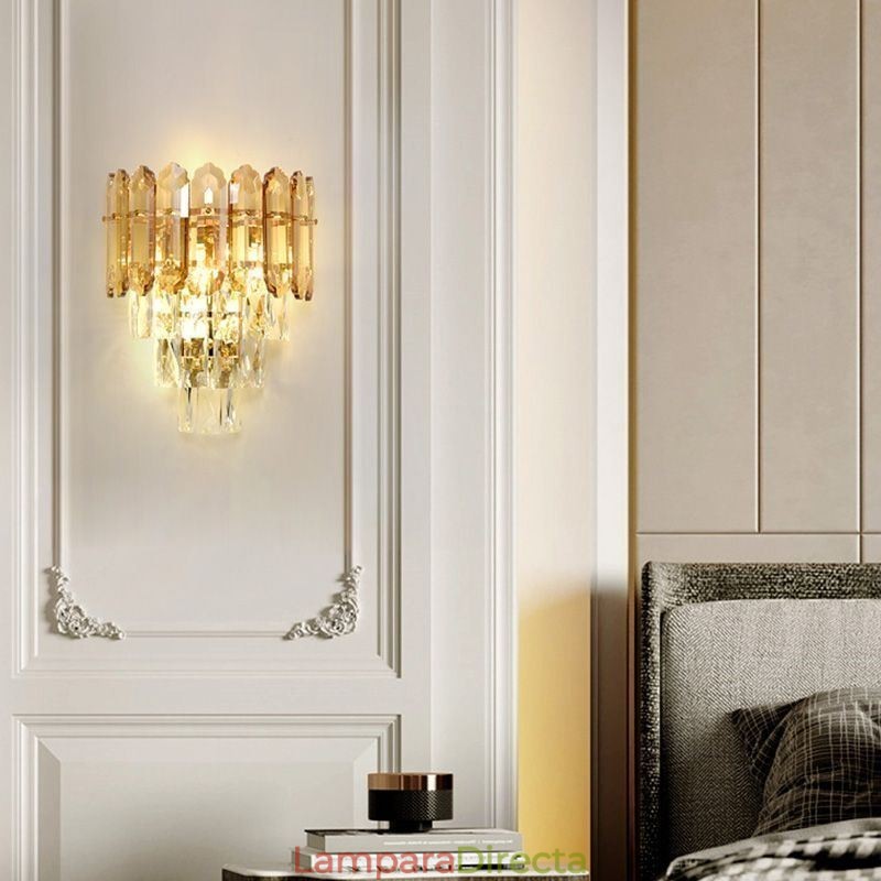 Aplique de pared de cristal, lámpara de pared moderna de cristal K9