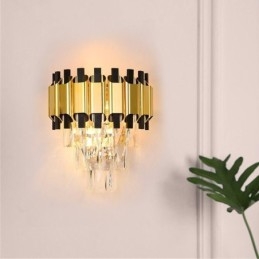 Aplique de pared moderno de cristal colgante con cableado de 11,81" de alto
