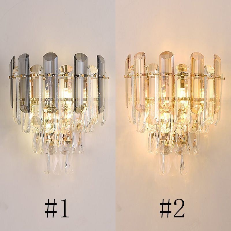 Apliques de pared europeos, luces de pared de cristal para baño