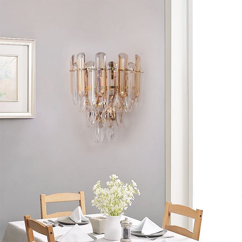 Apliques de pared europeos, luces de pared de cristal para baño
