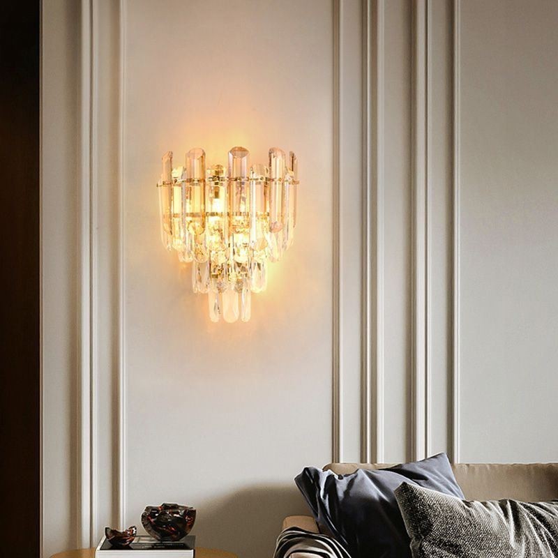 Apliques de pared europeos, luces de pared de cristal para baño