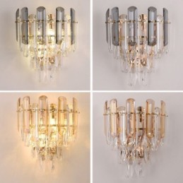 Apliques de pared europeos, luces de pared de cristal para baño