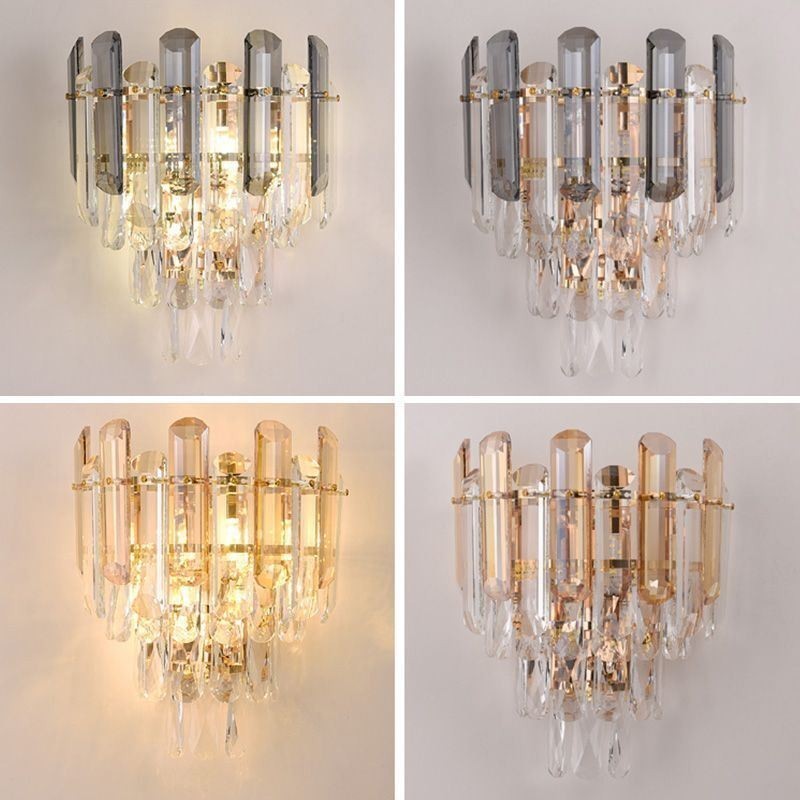Apliques de pared europeos, luces de pared de cristal para baño