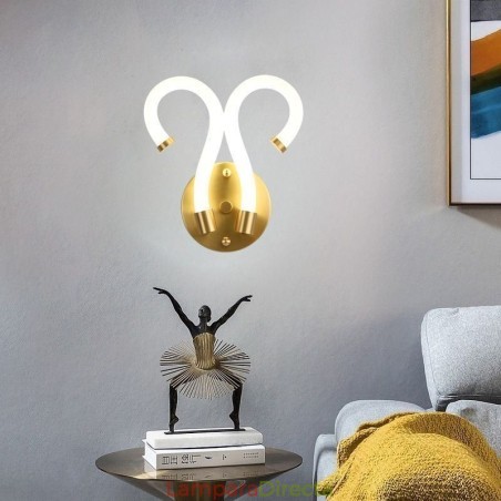 Lámpara de pared moderna con diseño creativo de cuerno de oveja de cobre, 2 luces Lámpara de pared moderna con diseño creativo de cuerno de oveja de cobre, 2 luces
