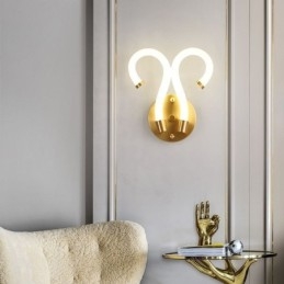 Lámpara de pared moderna con diseño creativo de cuerno de oveja de cobre, 2 luces
