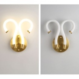 Lámpara de pared moderna con diseño creativo de cuerno de oveja de cobre, 2 luces